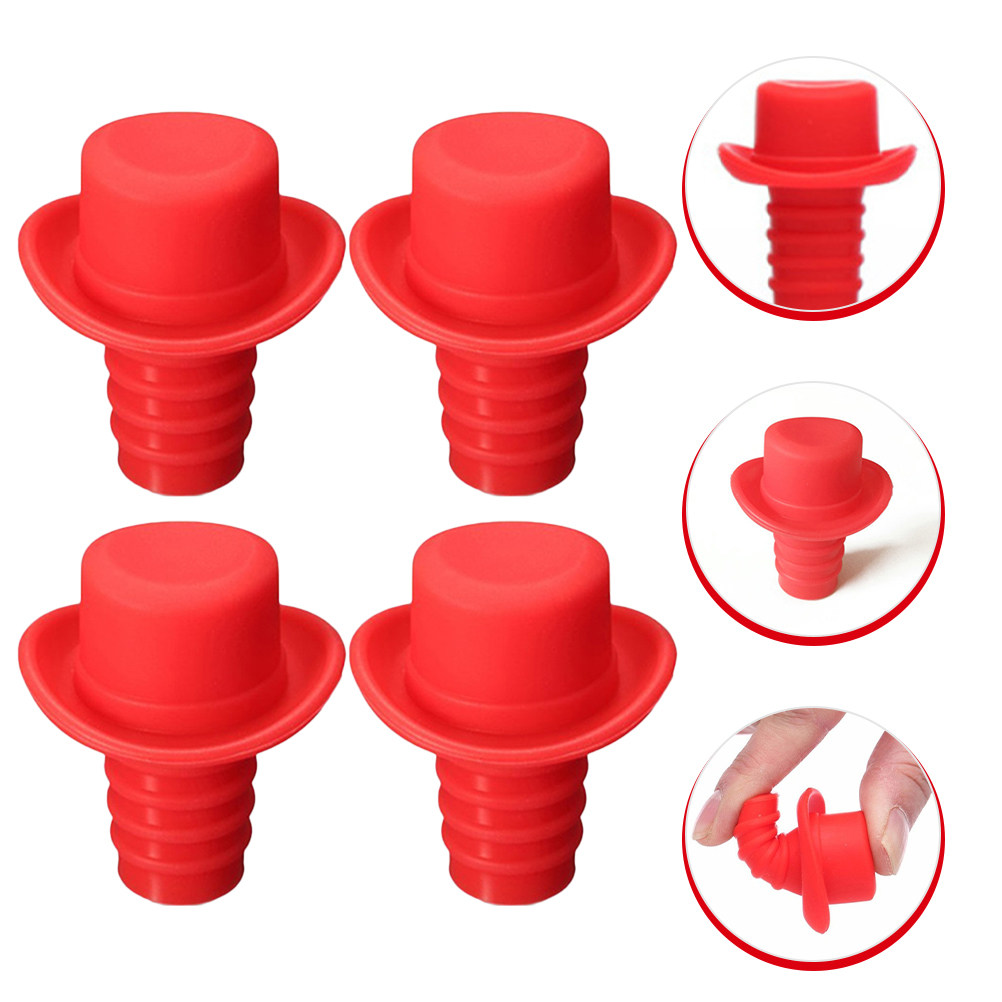 4Pcs Silicone Wine Bottle Stop - огляд і ціна Wine Beer Hat